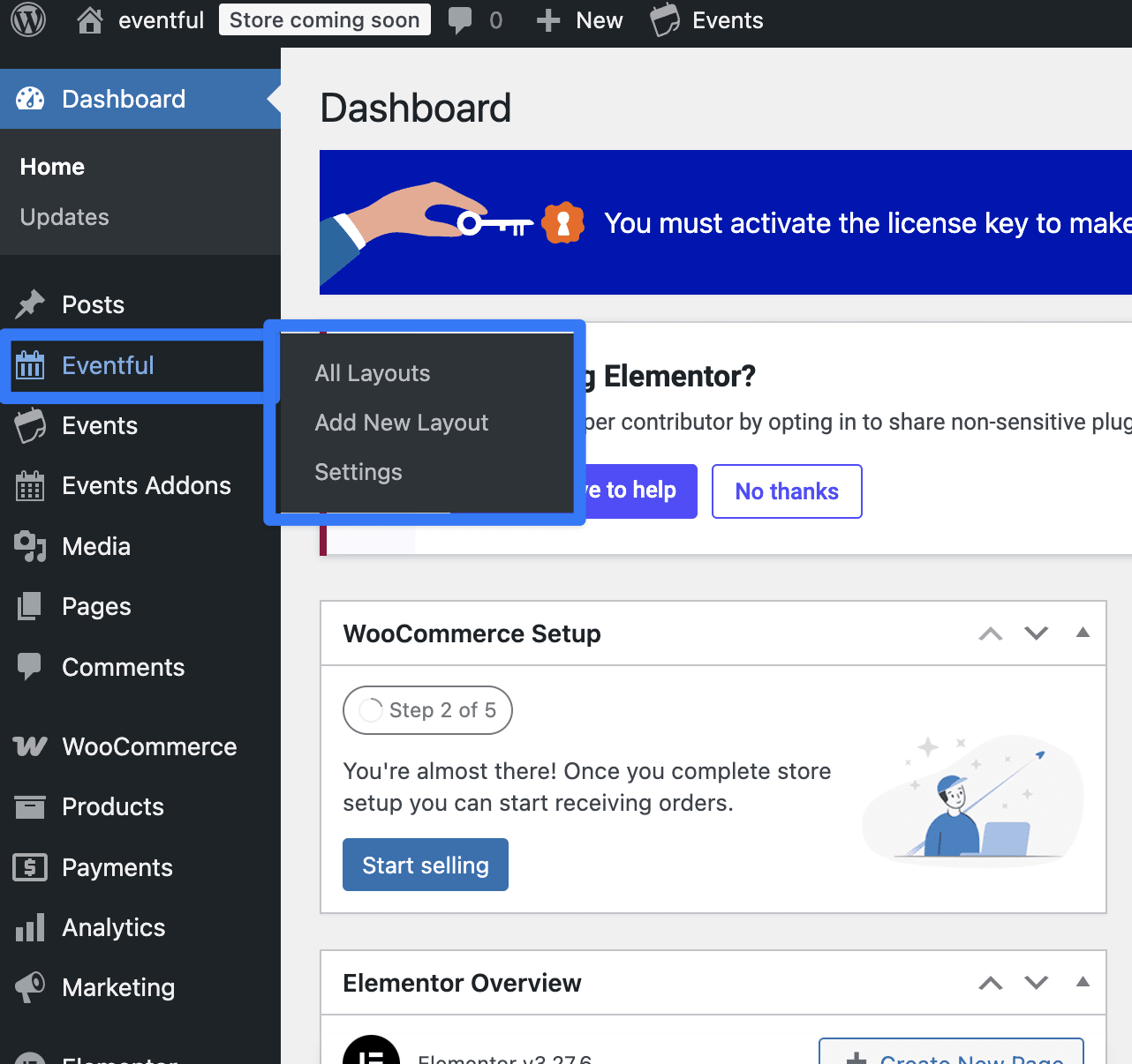 Eventful Admin Menu Intro
