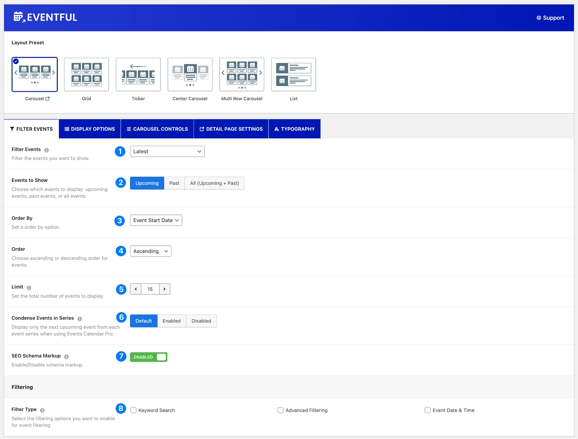 Eventful Filter Events