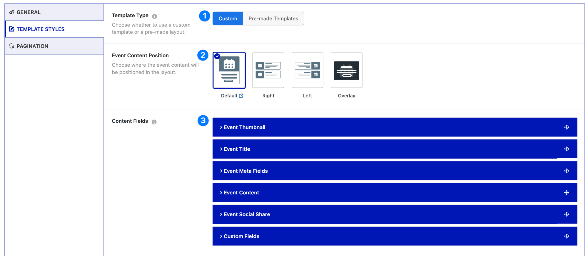 Events Template Styles - Custom
