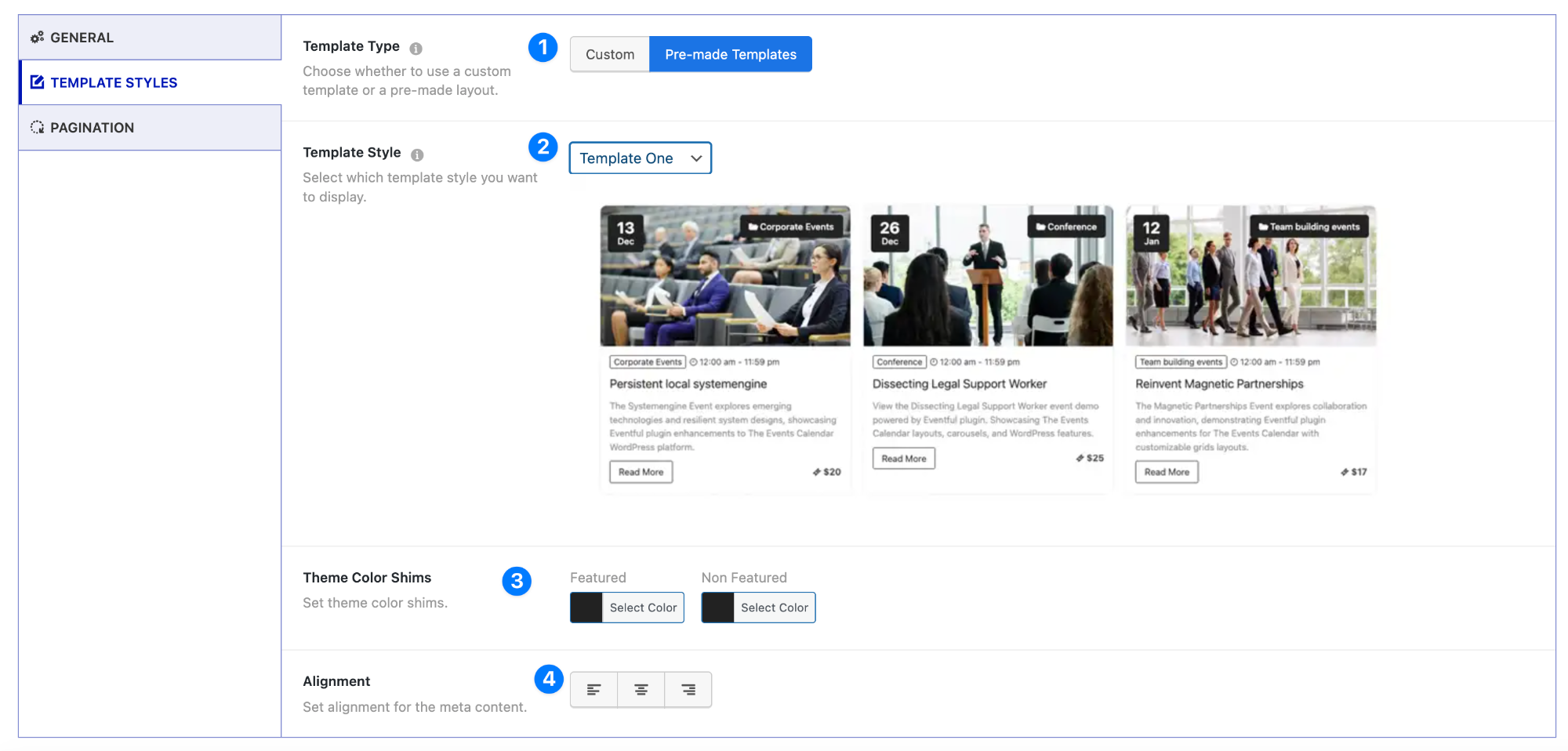 Events Template Styles - Pre-made Templates