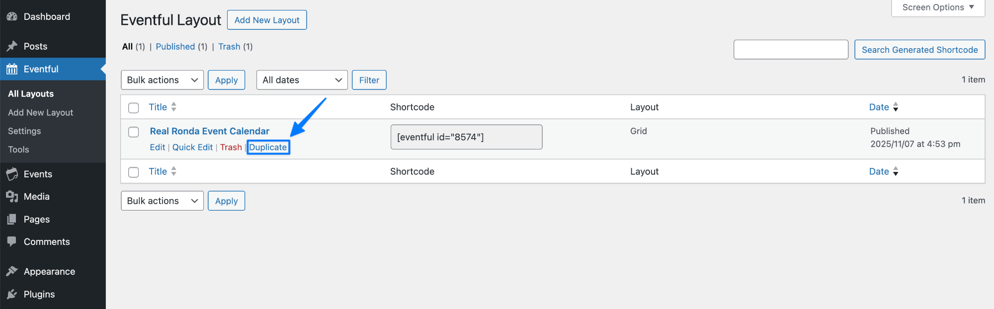 Duplicate an Event Layout