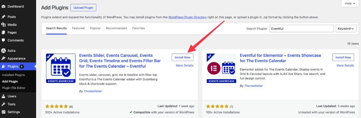 Install the Free Eventful Addon
