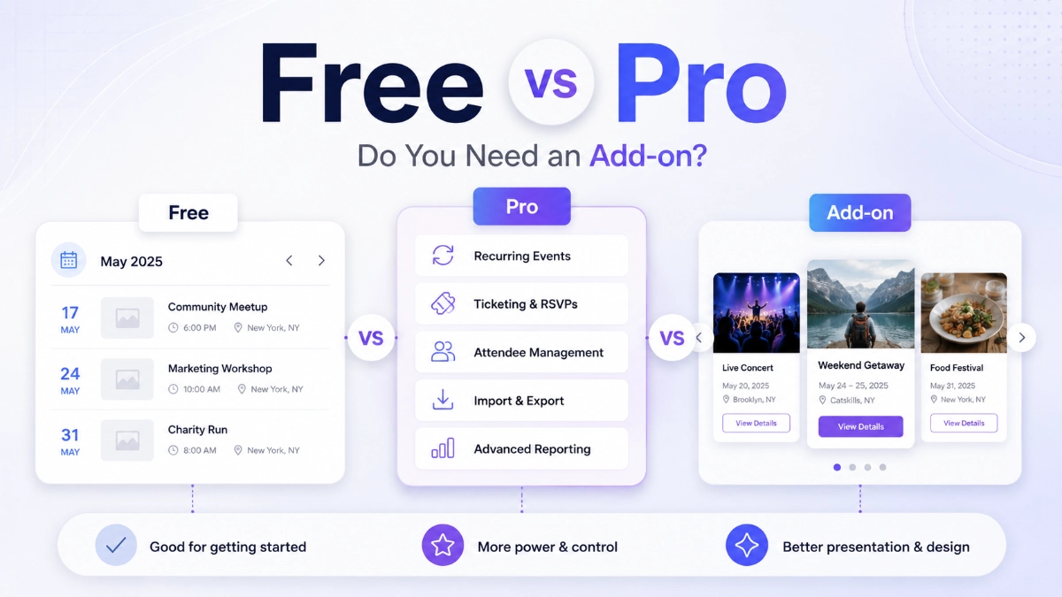 Free vs Pro: Is The Events Calendar Enough, or Do You Need an Add-on?