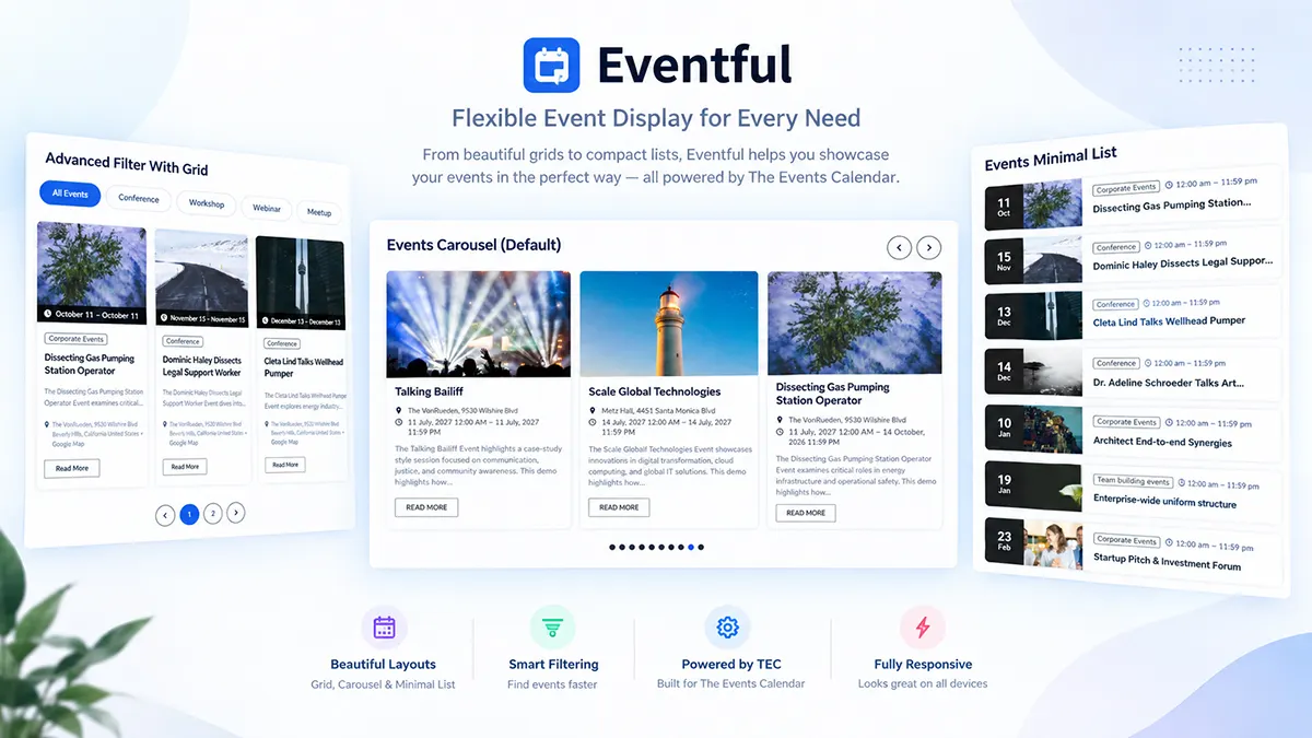 Eventful front-end event grid illustrating an events calendar slow performance diagnosis